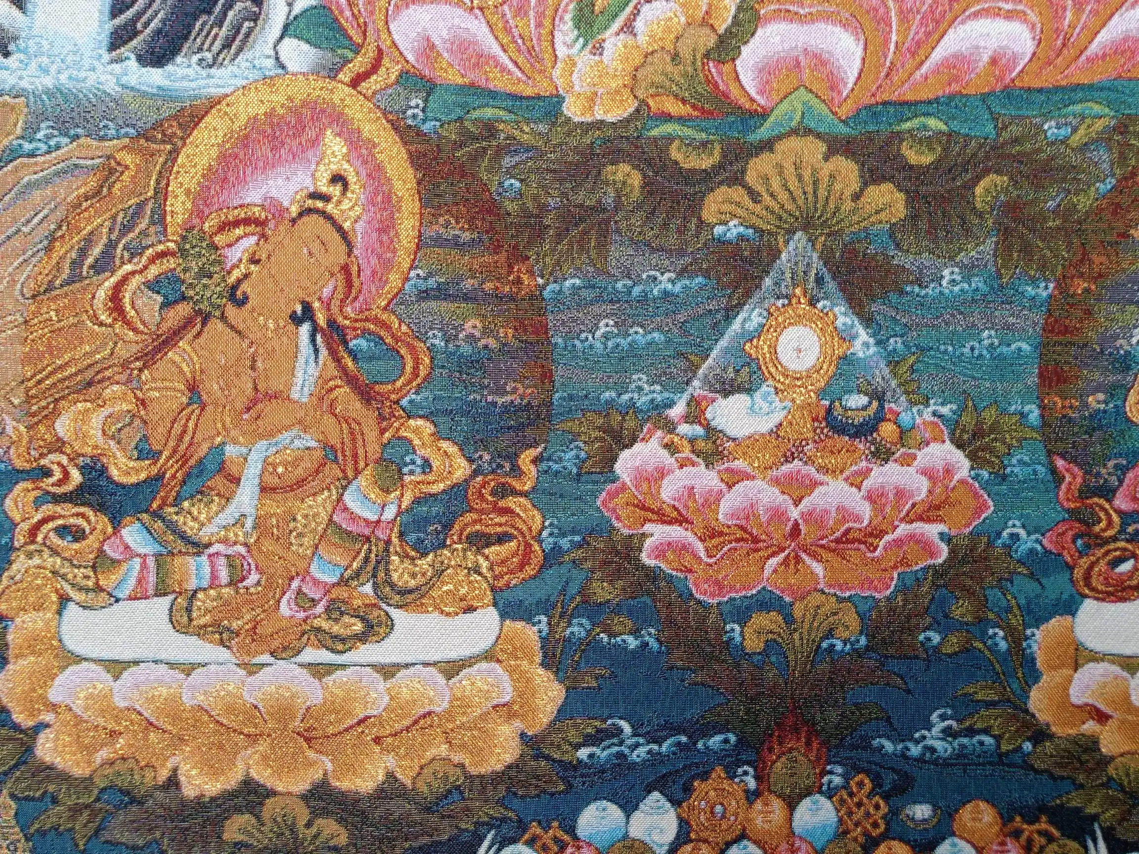 36 дюймов тибетская вышитая ткань шелковая буддистская Зеленая Тара Кван-Инь