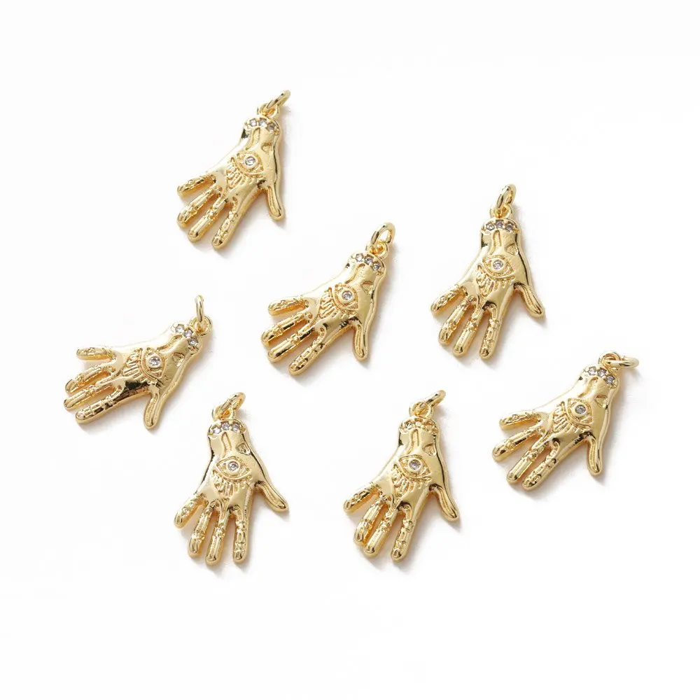 

Позолоченные круглые подвески-ладони из циркона для изготовления ювелирных изделий «сделай сам», медные аксессуары, 2 шт., 14 к