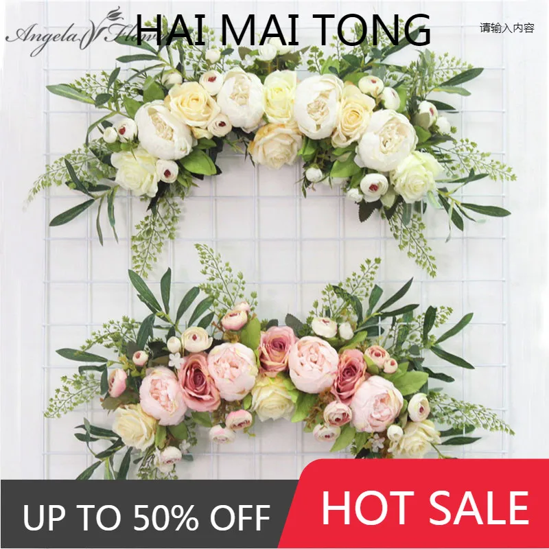 

Artificial Wreath Door Threshold Flower DIY Wedding Home Living Room Party Pendant Wall Decor Christmas Garland Gift Rose Peony