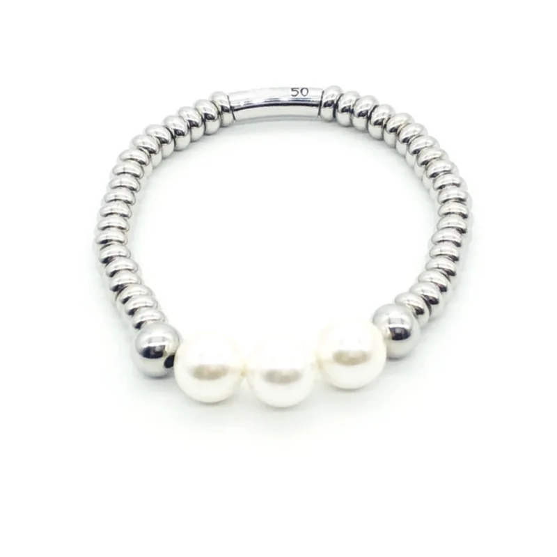 Brand Fashion Stainless Steel Simple 10mm Shell Round Bead Chain Pearl Pendant Man Woman Bracelet UNO Jewelry