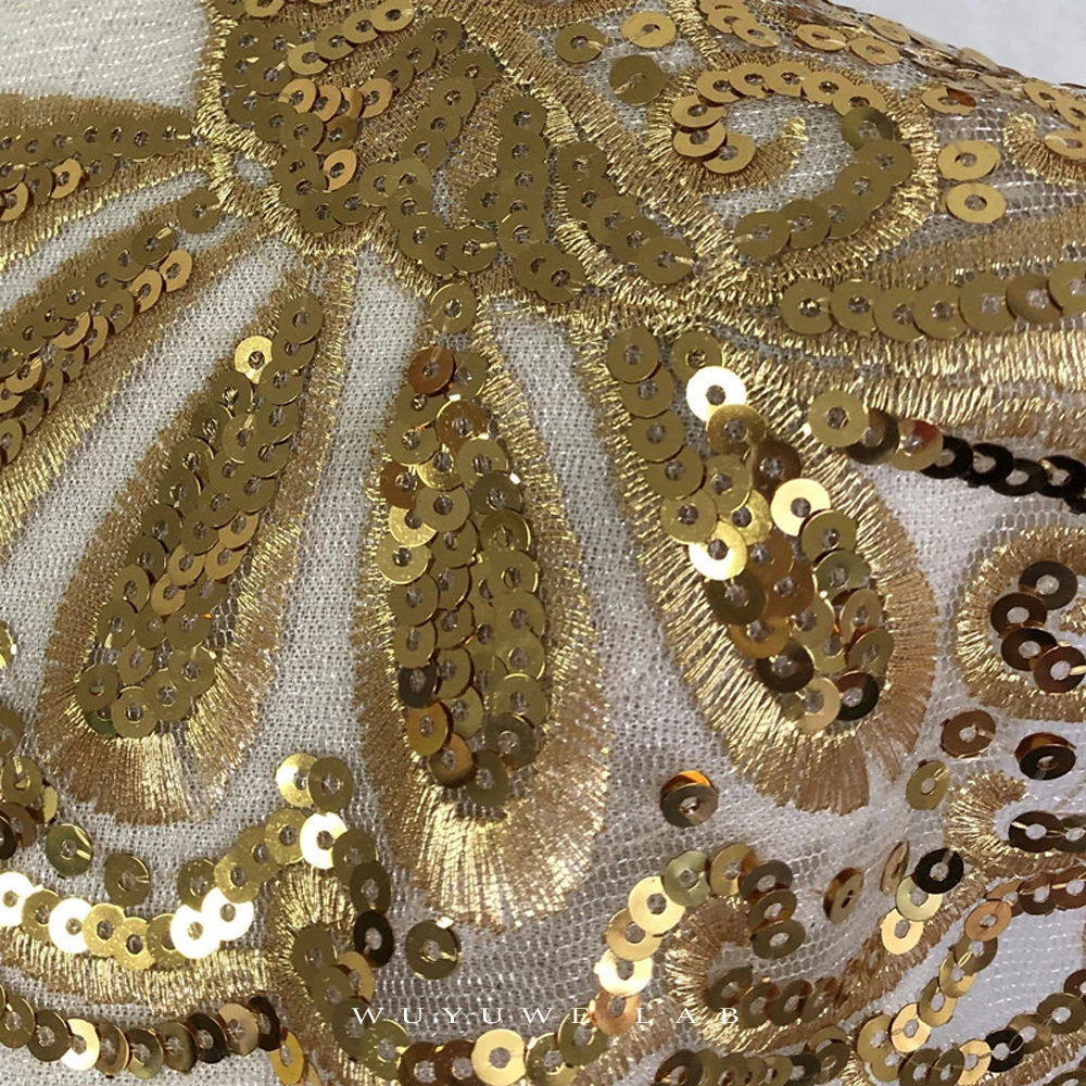 1 шт. кружевная ткань с золотыми блестками изысканная сетчатая вышивка