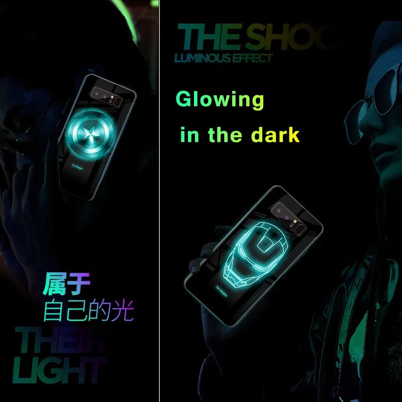Marvel Мстители светящийся стеклянный чехол для телефона samsung Galaxy S10E S10 5G S9 S8 Plus Note 10 9