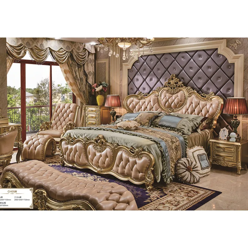 Роскошная королевская кровать золотистая мебель для спальни | Мебель
