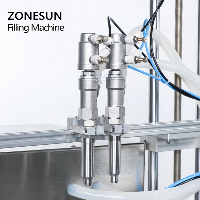 Bestellen ZONESUN 2 Düsen Desktop Automatische Gel Flüssigkeit Speiseöl Milch Wasser Flasche Glas Abfüll Maschine Für Produktion
