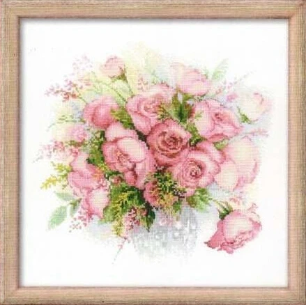 Новый милый Набор для вышивки крестиком акварельные розы розовые цветы риол