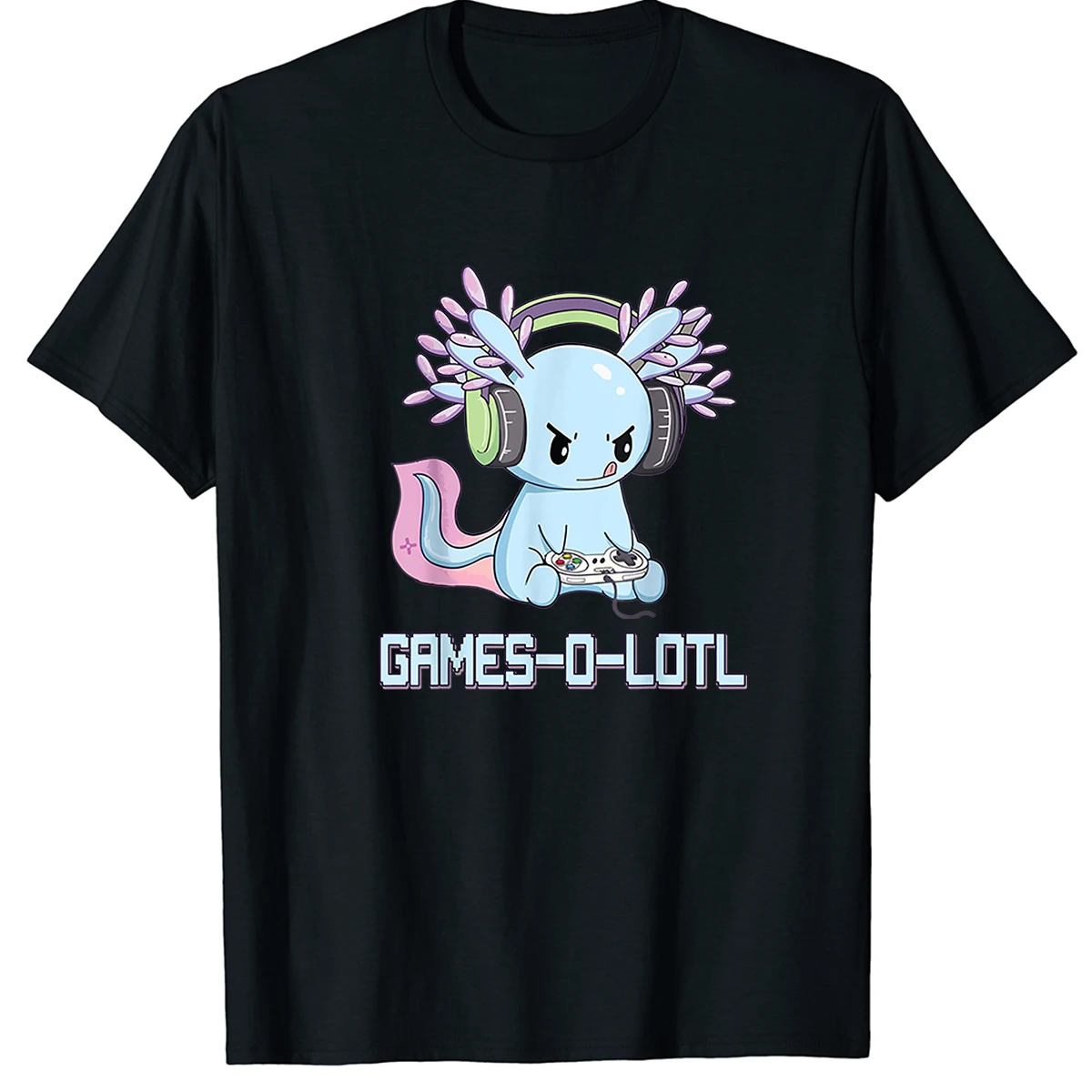 

100% Cotton Gamesolotl Axolotl Video Gamer Kawaii Pastel Goth Anime Men's Oversized T-Shirt Women Harajuku Streetwear Kawaii Tee