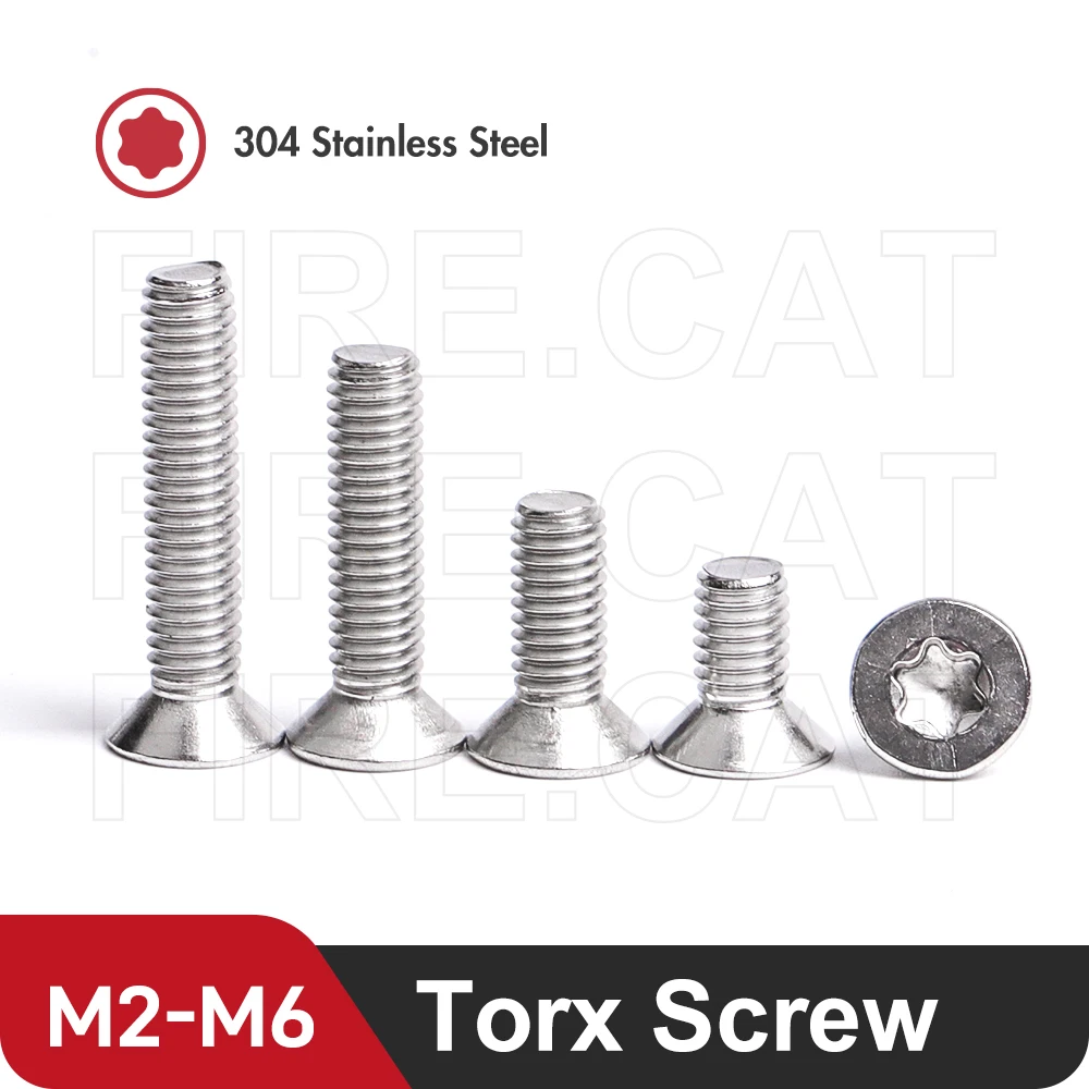 304 Stainless Steel Flat Torx Six-Lobe Head Countersunk Screw M2 M2.5 M3 M4 M5 M6 Fully Threaded Six Lobe Screws Machine Bolt |