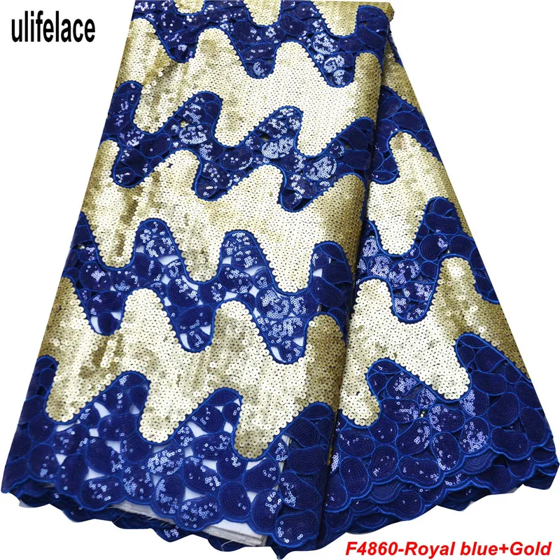 African Organza Lace Fabric 2019 High Quality Hand cut Double Mesh With Royal blue Sequins Net lace dresses F4 860|african organza lace|organza