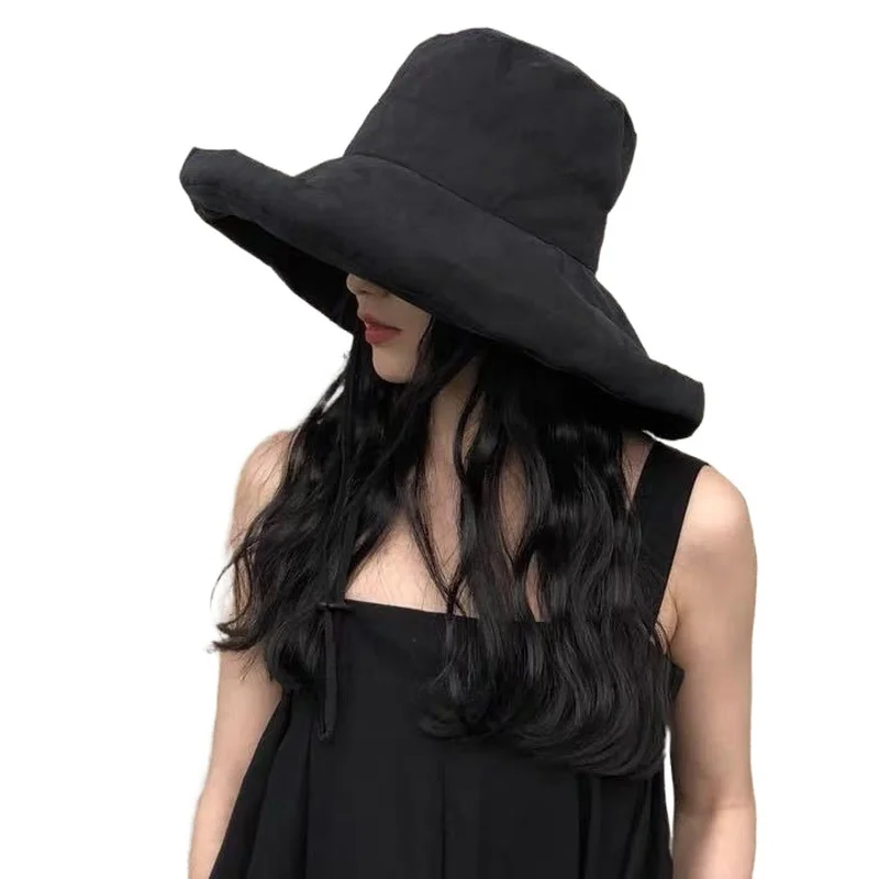 

Fashion Summer Big Brim Sun Hat For Female Seaside Sun Protection UV Cap Japanese Wild Fisherman Hat Korean Version 2020 NEW