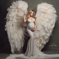 sexy white mermaid maternity dresses for photoshoot v neck sleeveless nightgown photography pregnancy women dresses babyshower