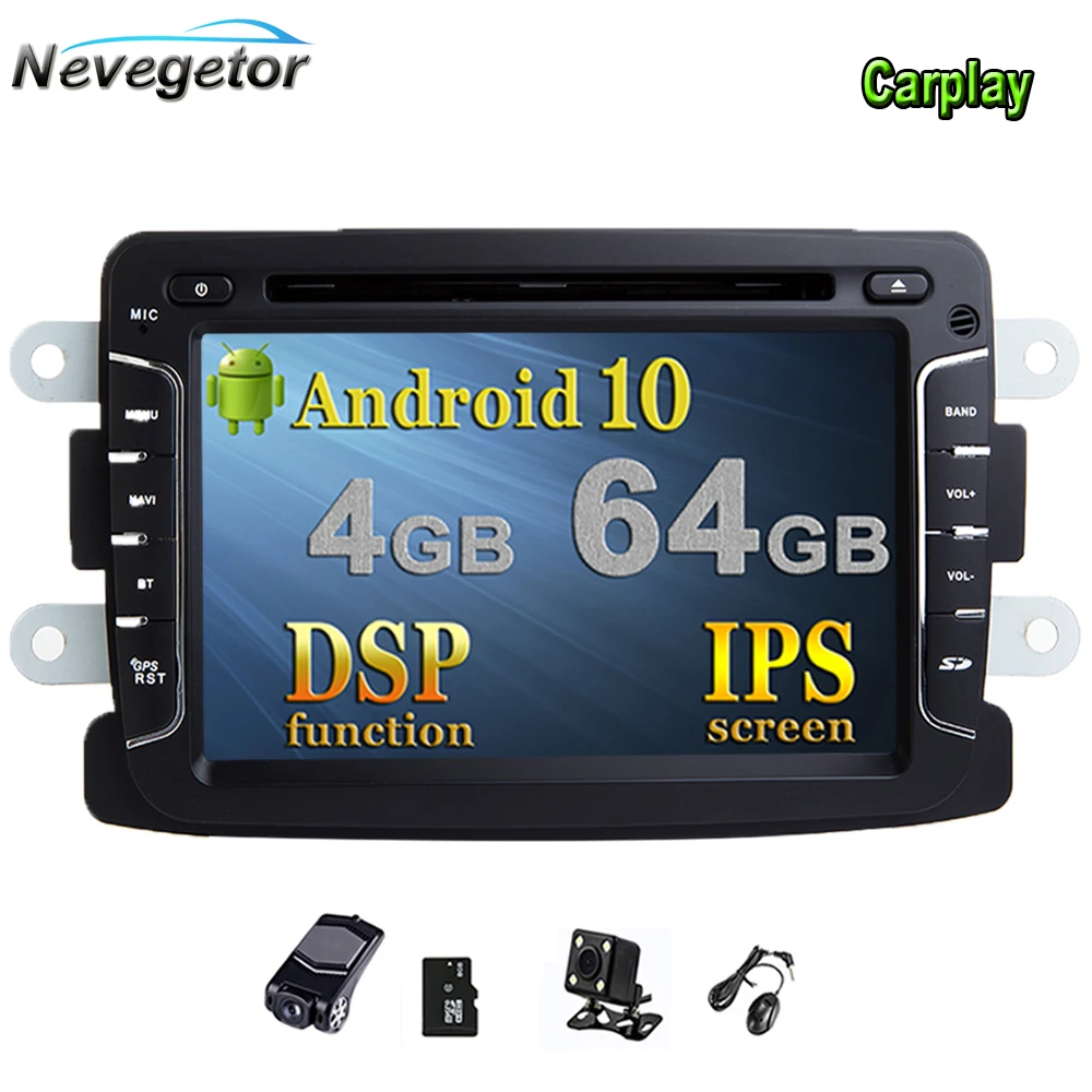 Android 10 автомобильный DVD-плеер 1Din Dacia Sandero Duster Renault Captur Lada Xray Logan 2 GPS стерео аудио