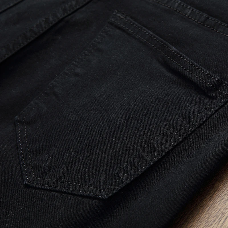 

Europe And America High Street Hole Men's Black Jeans Casual Fit Elastic To Take A Amazon Foreign Trade