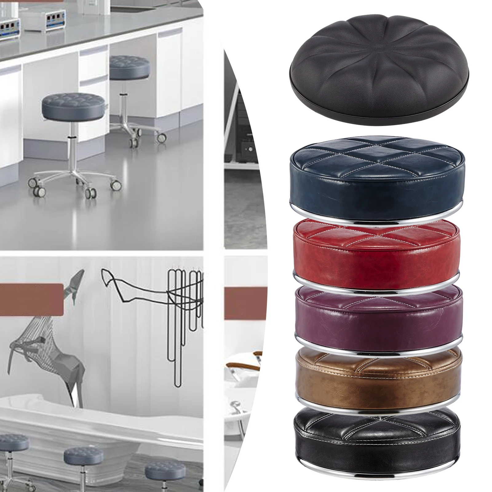 

Round Standard Bar Stool Seat Cushion Top Heavy Duty for SPA Beauty Salon