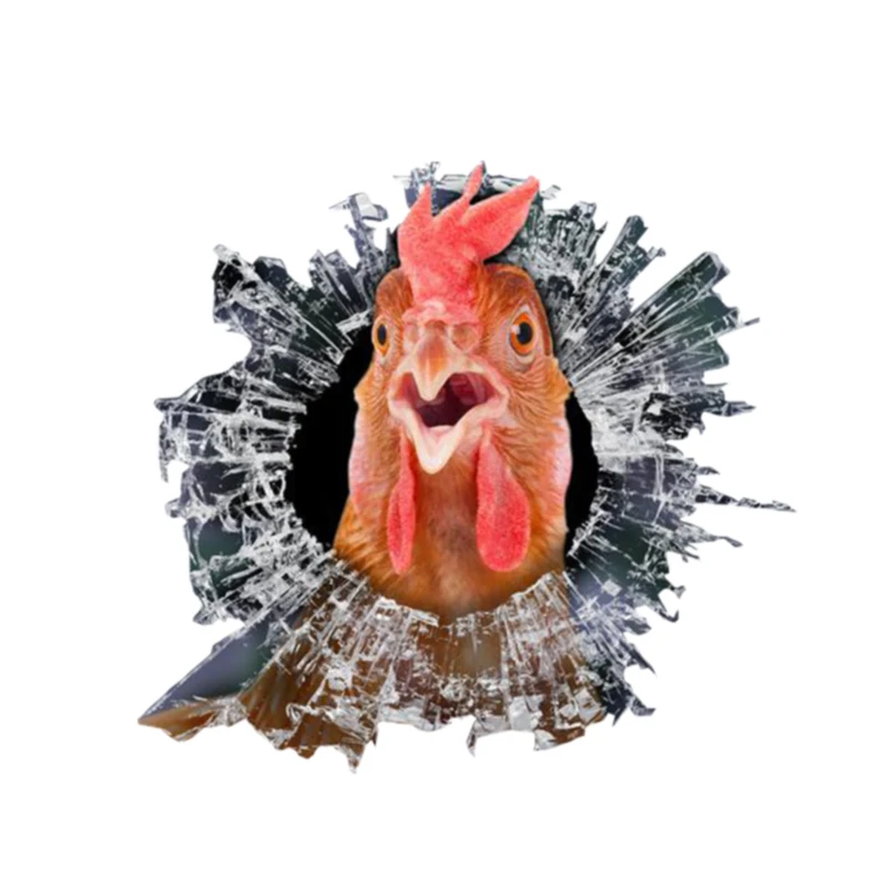 

Personality 3D Car Sticker Chicken Glass Slag Bird Decals Auto Accessories Car Window Waterproof PVC 12cm X 13cm