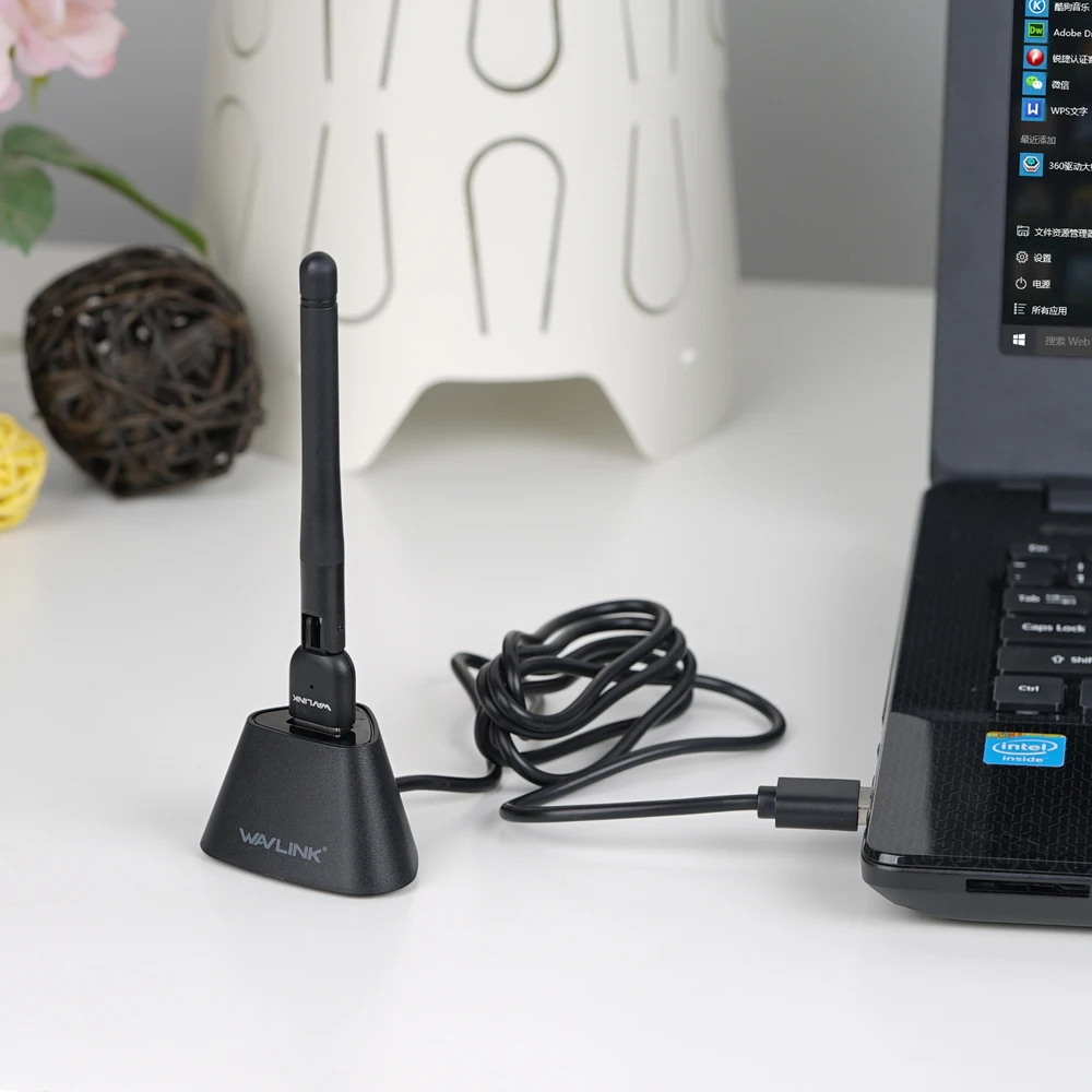 WAVLINK USB Wifi адаптер 600 Мбит/с 5 ГГц AC600 двухдиапазонный беспроводной сетевой адаптер 2,4 ГГц Wi-Fi ключ приемник антенна с высоким коэффициентом усиления