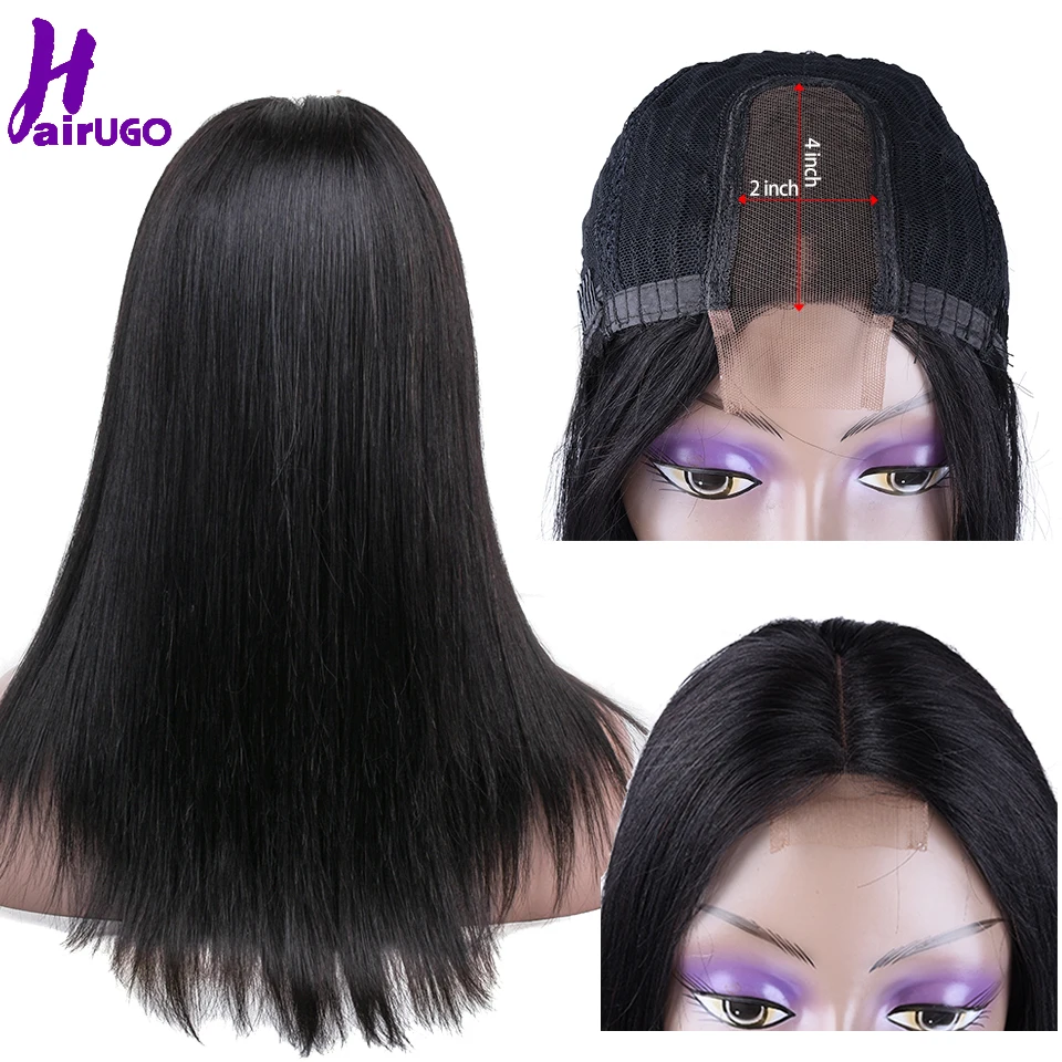 Парик Hairugo парик из малайзийских прямых волос с кружевной частью 2*4 парики