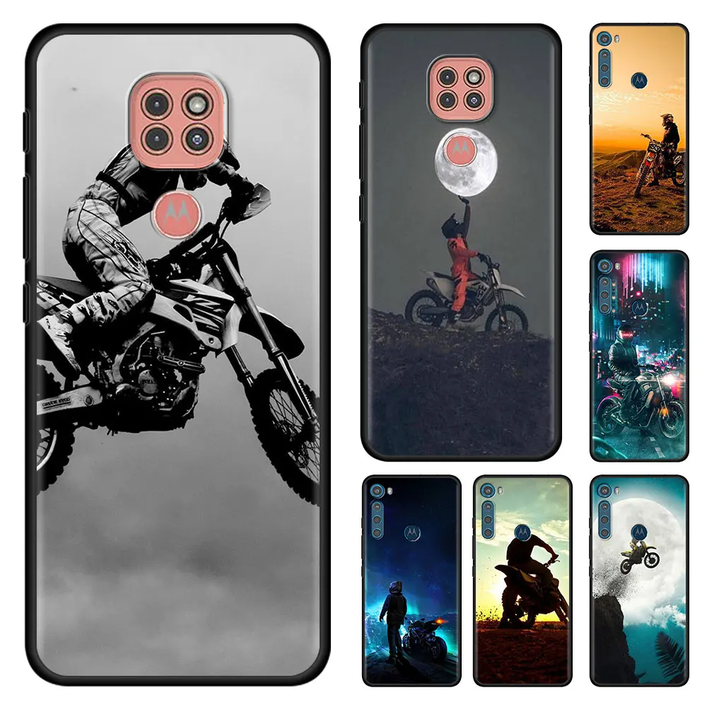 

Moto Cross Motorcycle Sports Cover for Motorola G9 Play One Fusion Hyper G8 Power Lite Edge Plus E6s G Stylus G10 Phone Case