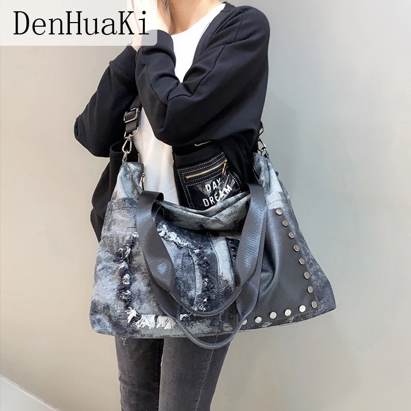 

Роскошные Дизайнерские брендовые кошельки и сумочки в стиле рок, Вместительная дорожная сумка-тоут, женская сумка с верхними ручками, повсе...