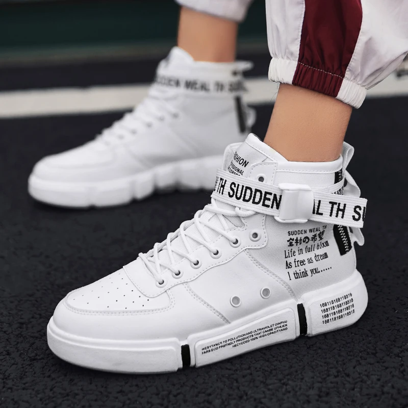 

Leader Show Men's Fashion Casual Shoes High Top Sneaker 2019 Spring New Men Shoes High Quality Non-slip Walking Shoe Zapatillas