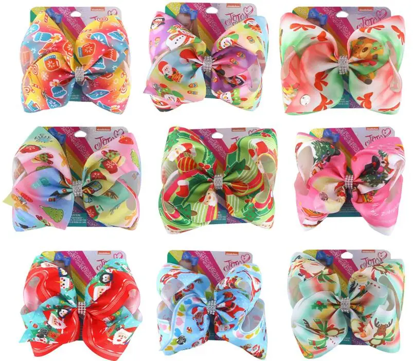 Новые банты для волос заколка Рождество 8 дюймов большой бант девочек Стразы