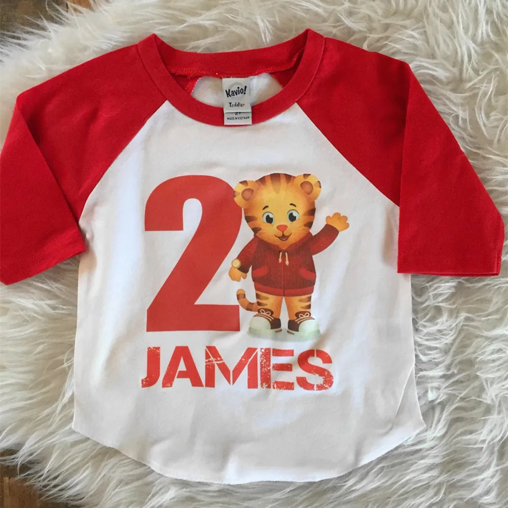 Custom daniels tiger день рождения рубашка на tigers raglan|Сувениры для вечеринок| |