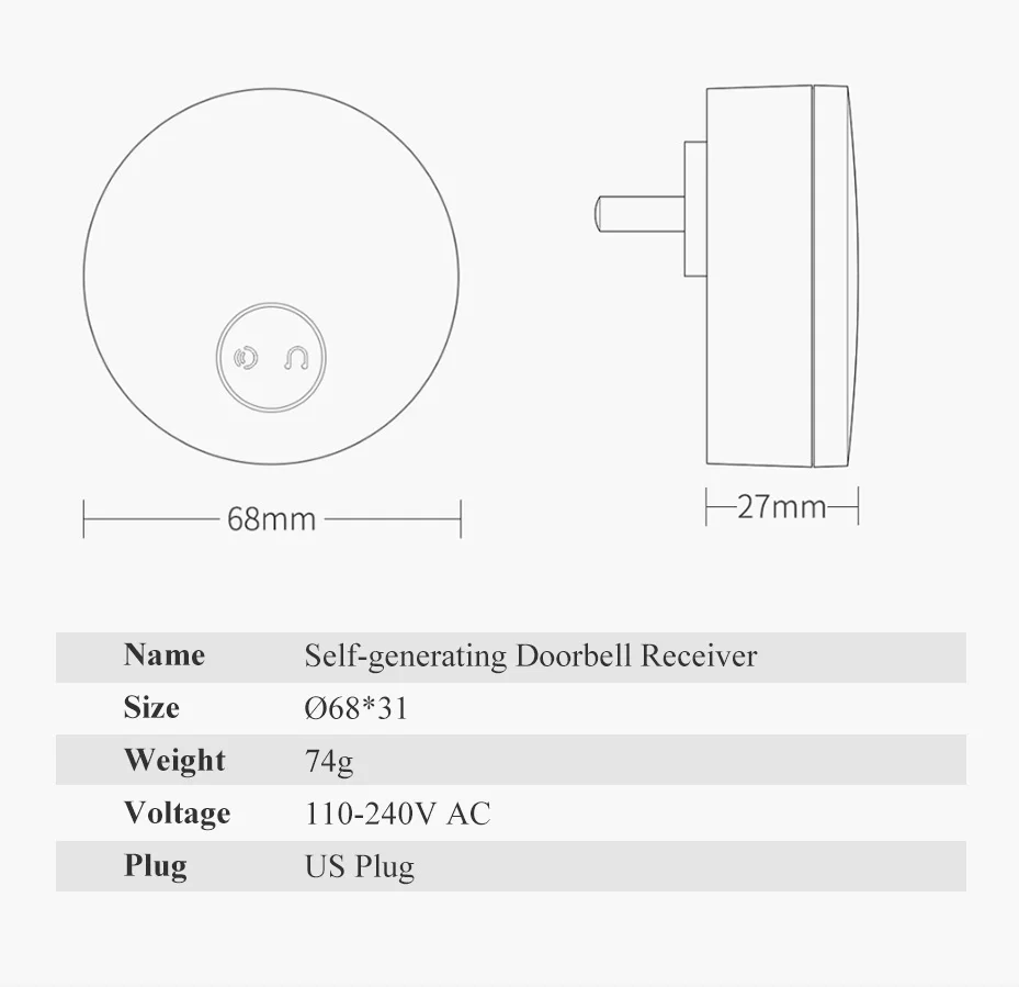 Xiaomi Mijia Linptech wifi самогенерирующийся беспроводной дверной звонок работает с приложением Mijia умное управление функцией памяти AC 110-240V