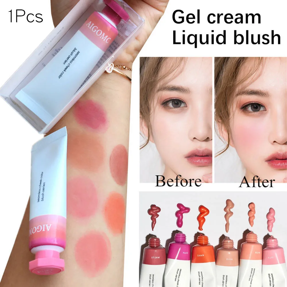 Liquid Blush Cosmetics Blusher Gel Creamy Rouge 6 Colors Long Lasting Natural Cheek Face Contour Makeup Peach | Красота и здоровье