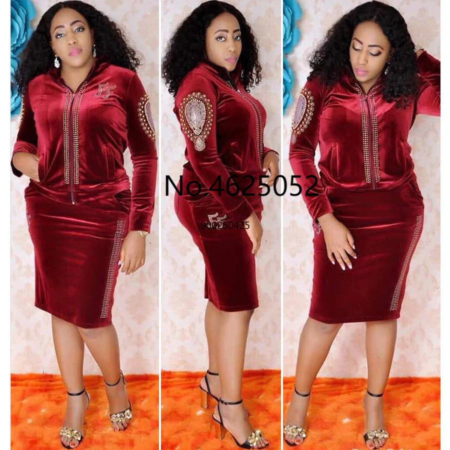 2 комплект из двух предметов для женщин наряды бархатный топ юбка средней длины