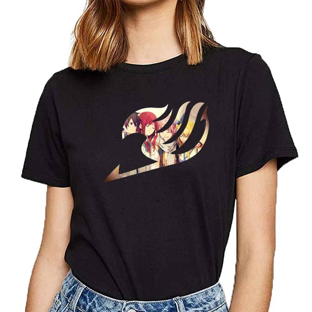 

Tops T Shirt Women fairy tail Basic Black Custom Female Tshirt