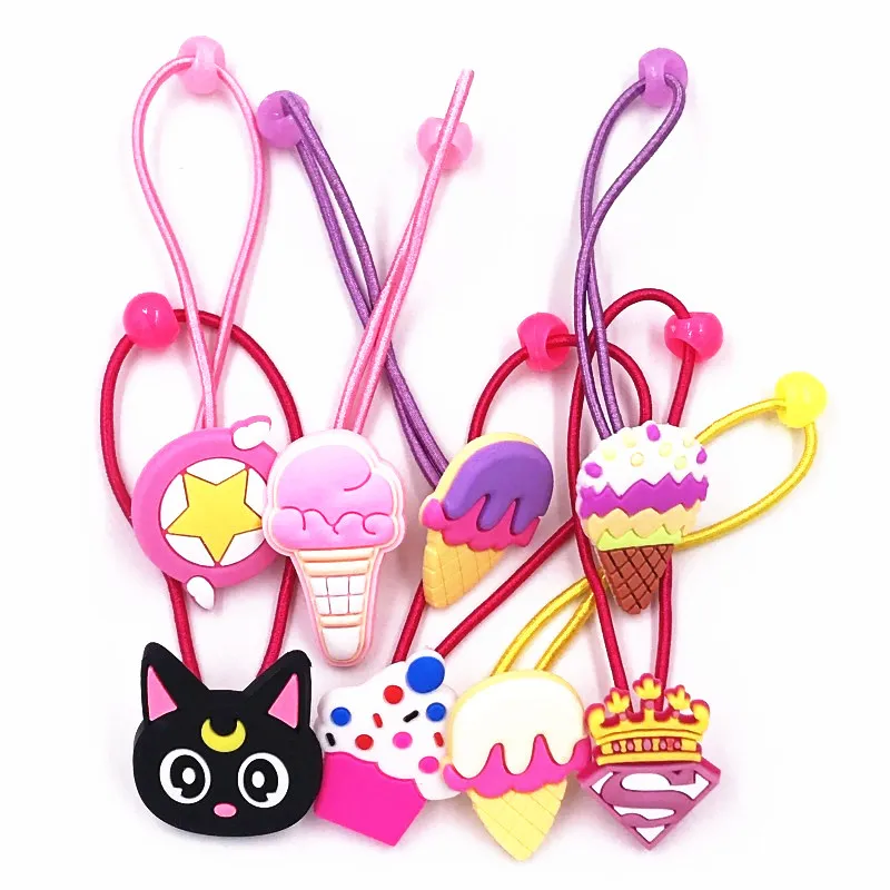 2 шт красочные головной убор ПВХ резинки для волос с Еда Торт Мороженое Сейлор Мун