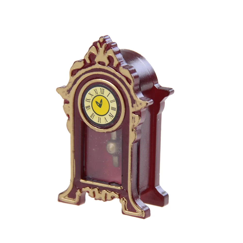 

New 1:12 Dollhouse Miniature Wooden Classical Desk Clock Classic Toys Pretend Play Furniture Toys Doll House Decoration