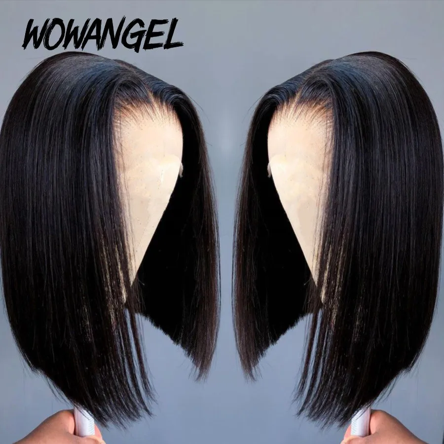 Прямой парик Боб из человеческих волос на сетке бразильский без повреждений