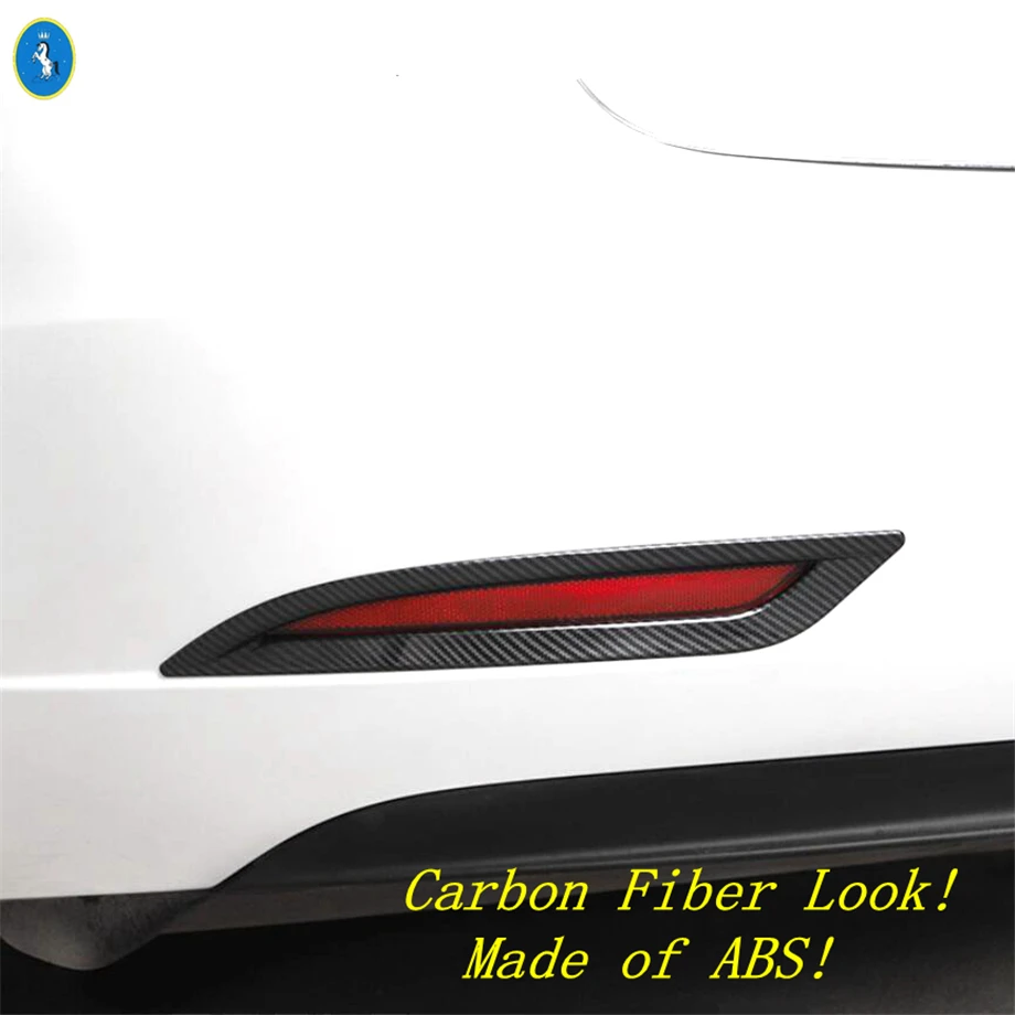 

Black / Chrome / Carbon Fiber Look Exterior Refit Kit Front / Rear Fog Lamps Frame Cover Trim For Tesla Model 3 2018 - 2021