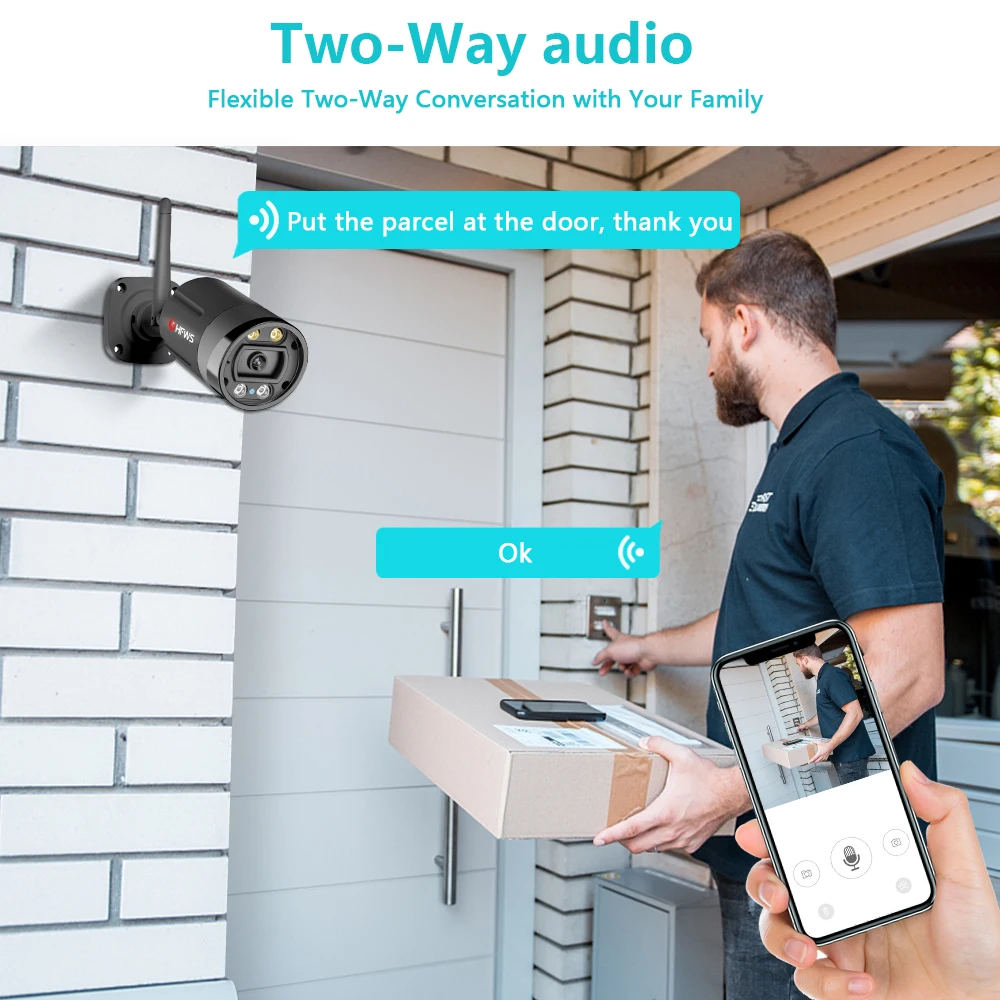 HFWS Ip Camera Street Wifi H.265 5MP HD Outdoor Wireless Night Vision Video Home Security CCTV Surveillance Cameras With | Безопасность