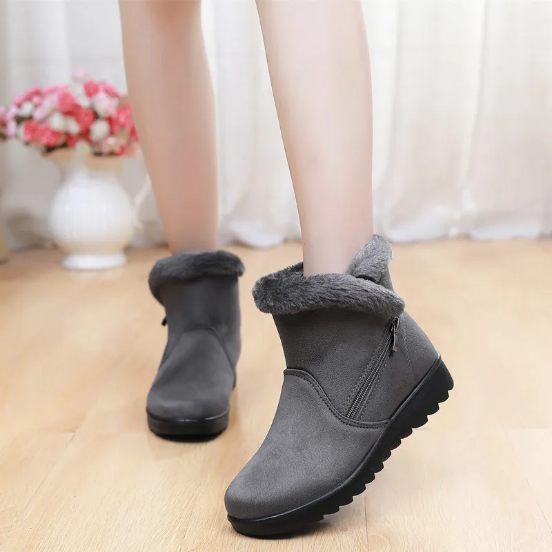 

Winter Ankle Boots Women Flat Shoes 2021 Fashion Non-slip Warm Plush Zipper Casual Shoes Snow Boots Botas Mujers Dropshipping