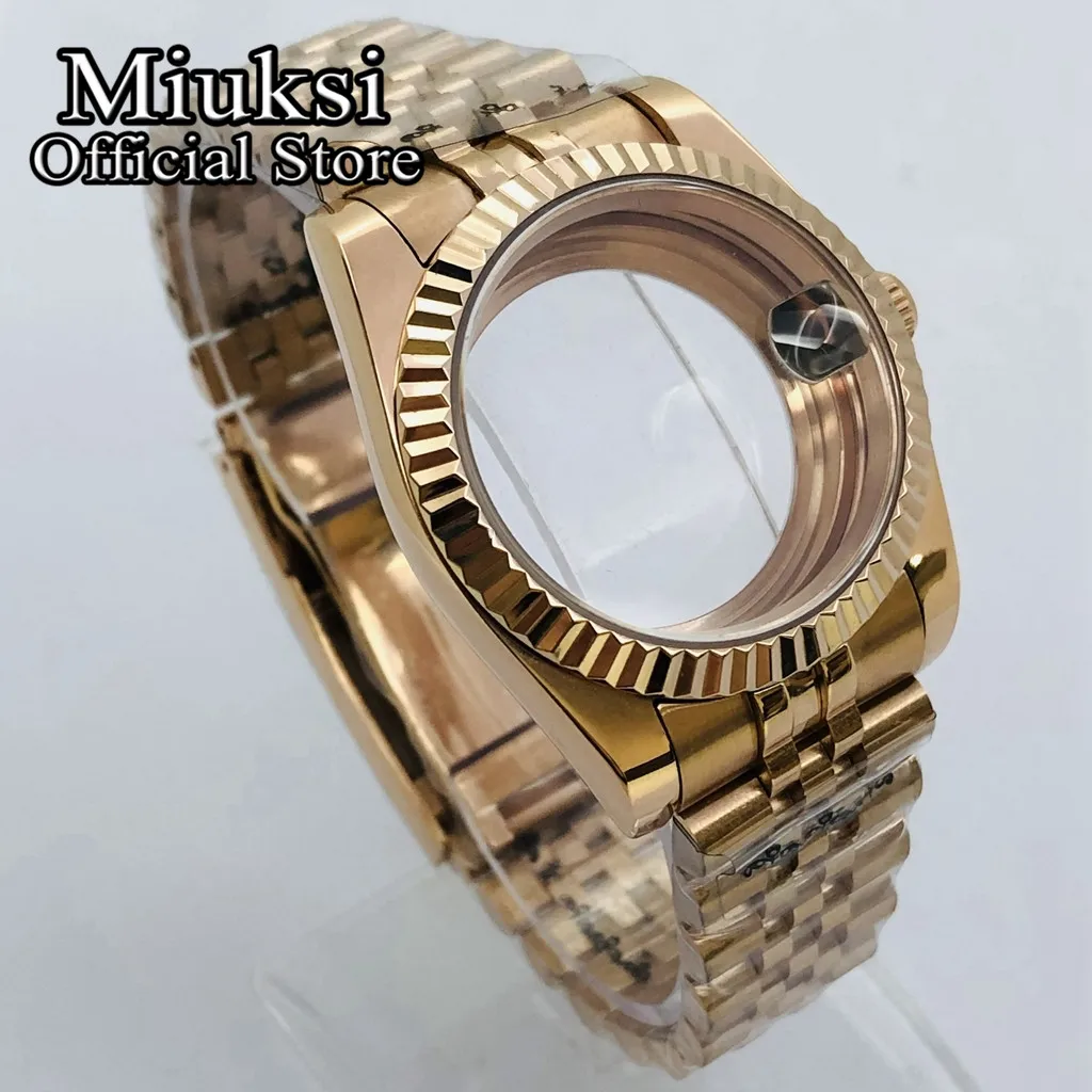 Miuksi 36mm/40mm sapphire glass rose gold watch case fit NH35 NH36 ETA2824 2836 Mingzhu DG2813 3804 Miyota 8215 PT5000 movement enlarge