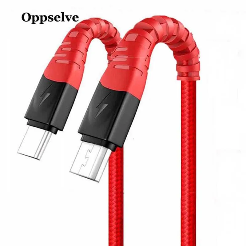 Oppselve Micro usb type-C кабель 2.4A Быстрая Зарядка Кабель Microusb для samsung Xiaomi Android мобильный телефон провод шнур 2 м