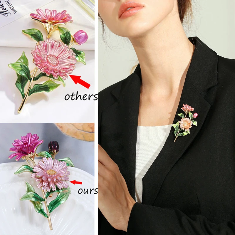 

Fashion Enamel Colorful Daisy Chrysanthemum Flower Shape Metal Brooch Pins for Women Luxury Party Metal Pins Fashion Jewelry