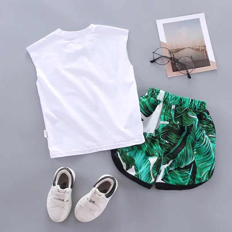 Fashion Boys Clothes Toddler Baby Girls Sleeveless Clothing Sets Printed Top Sport Shorts Infant Children Holiday Outfits 1-5 Y |