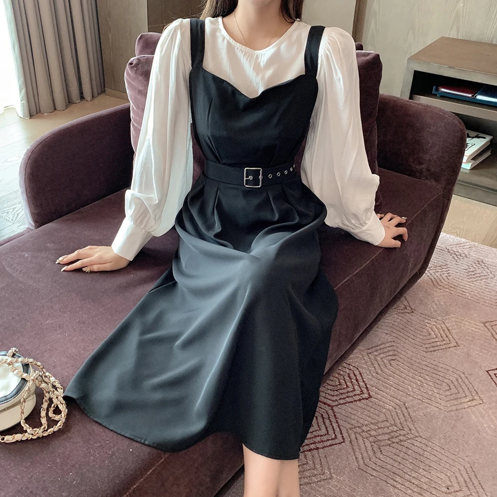 Женский Повседневный комплект из 2 предметов легкая юбка с длинным рукавом осень