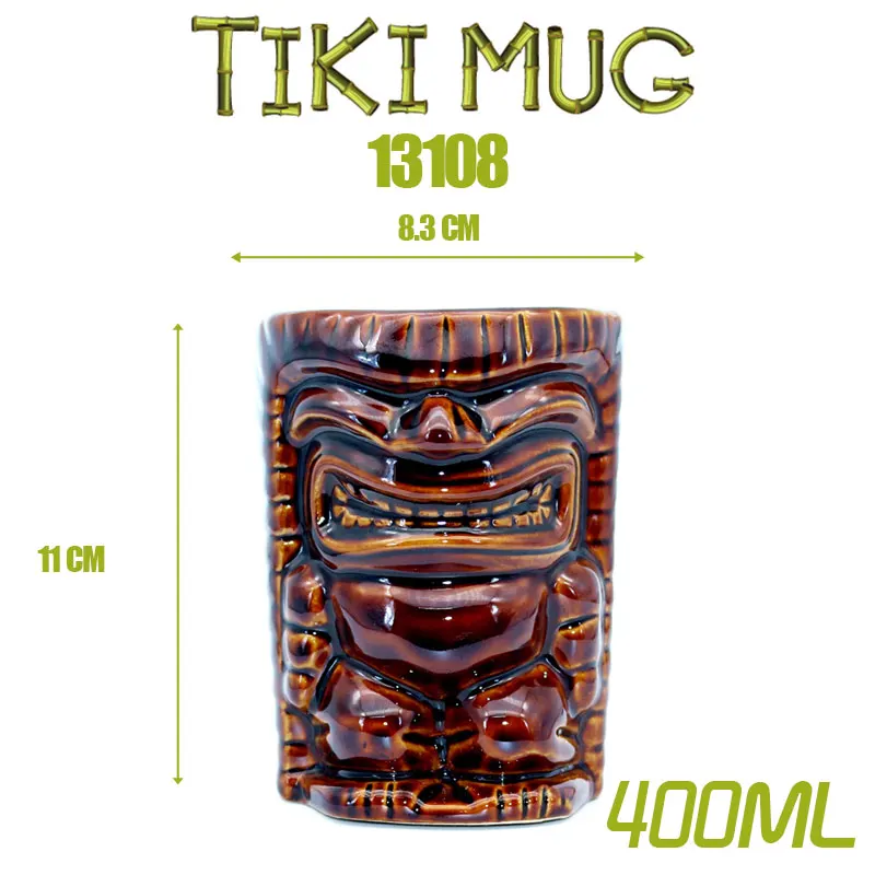 400ml brown 1 Горячая 50 мл мини Тики Бог изображение бокал для Вина Керамический гавайский коктейль Tiki Shot Bar чашка Питьевая утварь 400 мл с ручкой - Цвет: 400ml brown 1