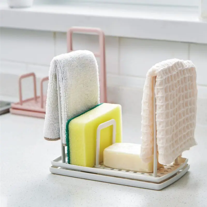 

Multi-purpose Storage Frame Kitchen Table Rag Rack Dishwashing Water Drain-free Punch Sponge Soap Shelf