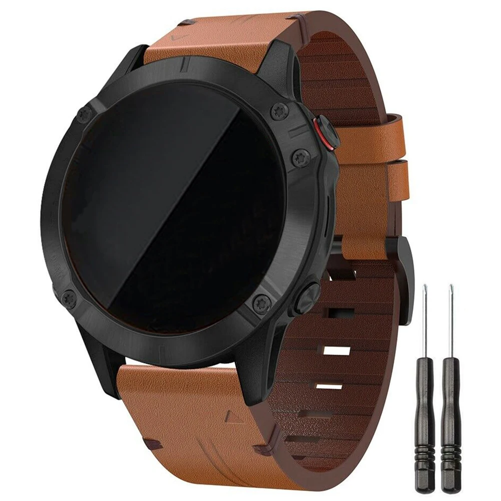

22mm Leather Strap For Fenix 6 Pro 5 Plus Women Men Fashion Quick Fit Replacement Watchband Sport Smart Watch Band Bracelet