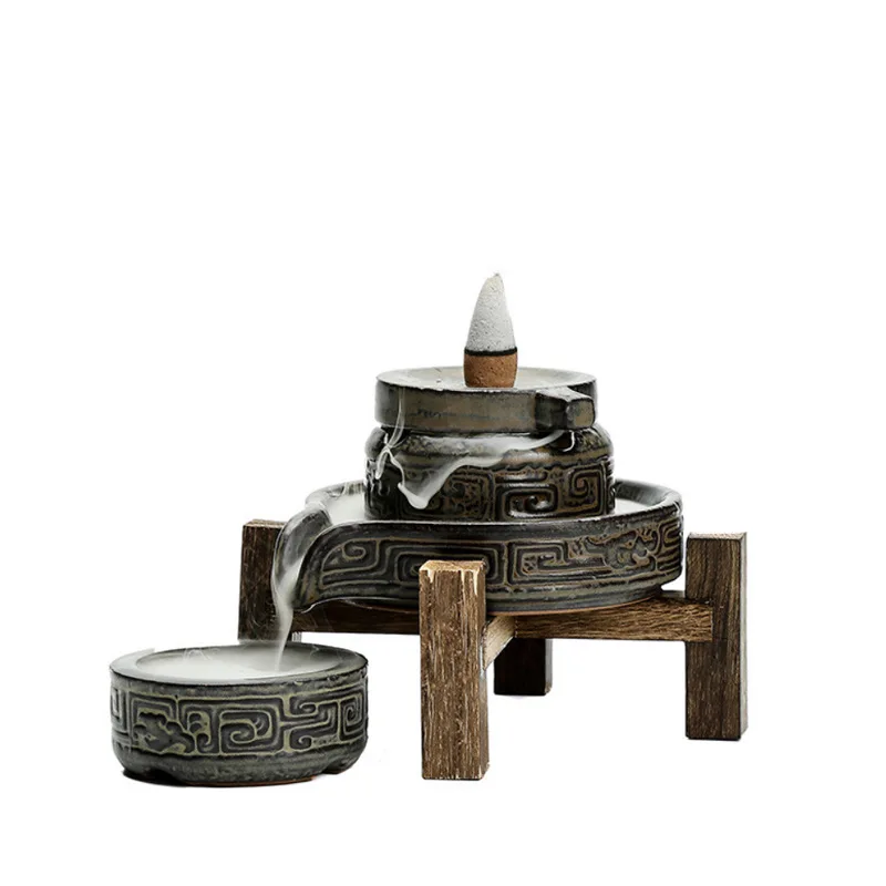 Курильница для благовоний в стиле ретро горелка с высокими горами и текущей