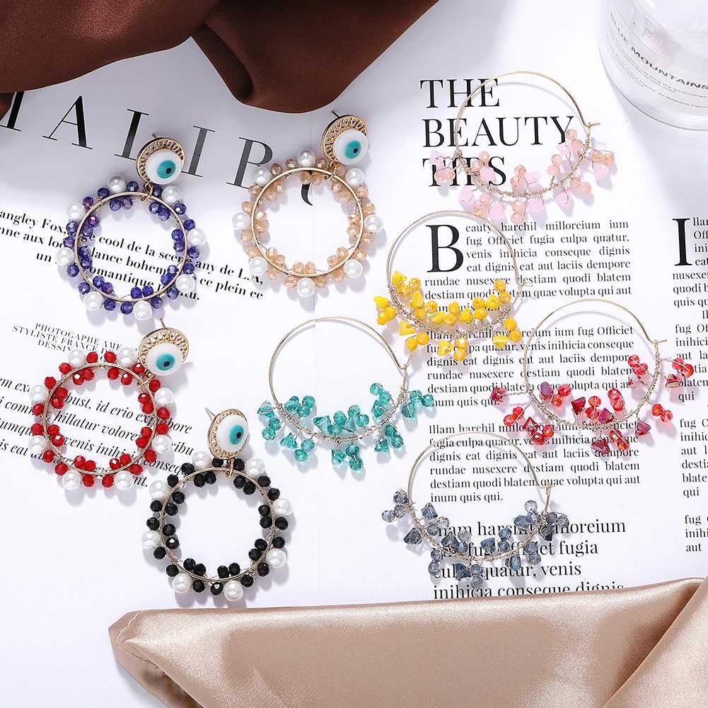 Boho цвет смолы цветок сплав глаза Висячие серьги для женщин Мода 2019 новое