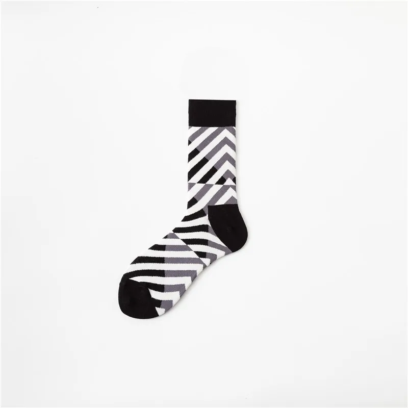 Новые счастливые носки для мужчин повседневные забавные геометрические Цветные