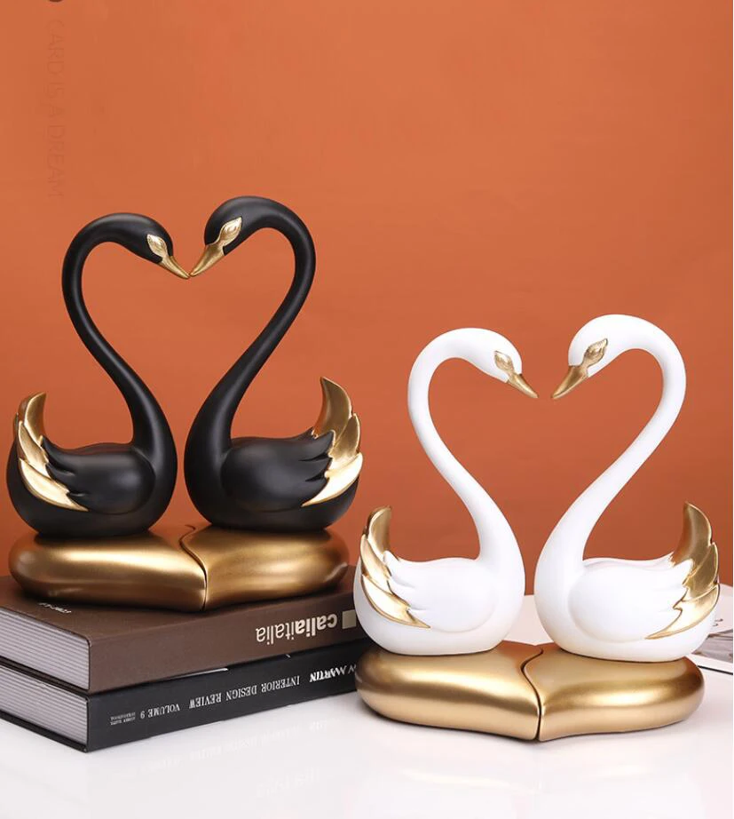 Скандинавский орнамент Лебедь влюбленной пары из смолы домашняя гостиная