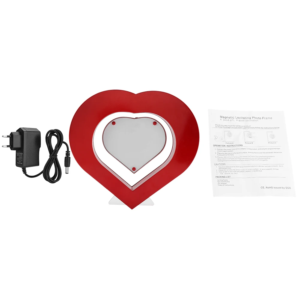 Светодиодная красная в форме Сердца магнитная левитационная фоторамка домашний