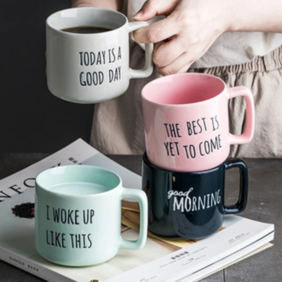 

Ceramic Travel Coffee Mugs Creative Girl Cute Modern Printed Couple Cups Stirring Handmade Tasse A Cafe Caneca Gift Idea EE5MK
