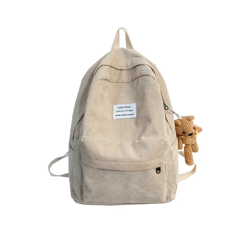 

Schoolbag female ins style Korean students simple Mori series wild corduroy backpack large capacity backpack